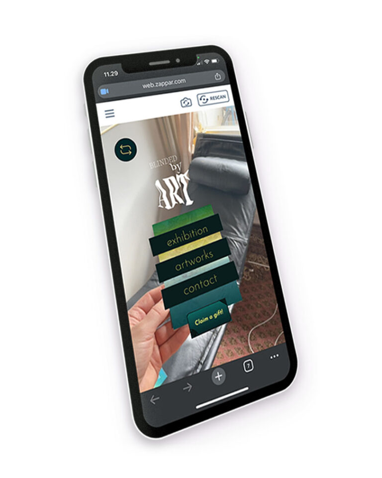 Augion lisätyn todellisuuden esite janneblancon taidenäyttelyyn. Digitaalinen markkinointi avaa uusia ovia