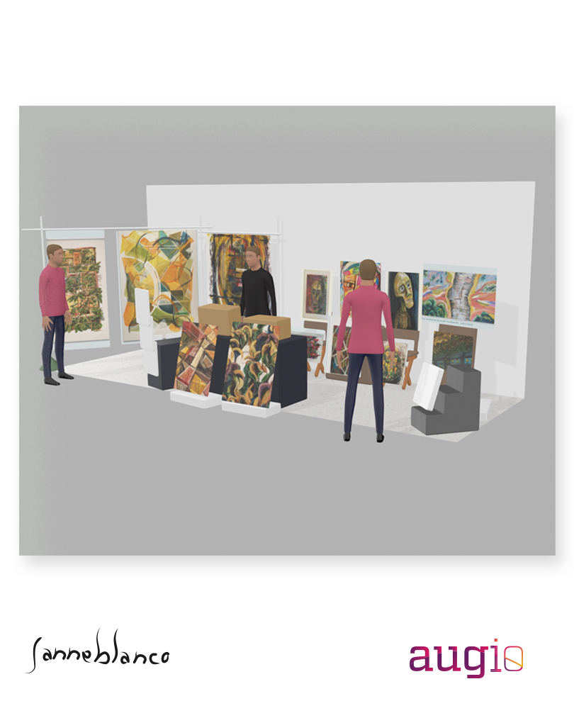 janneblancon taidemyyjäis-osaston suunnitelman interaktiivinen 3D-malli