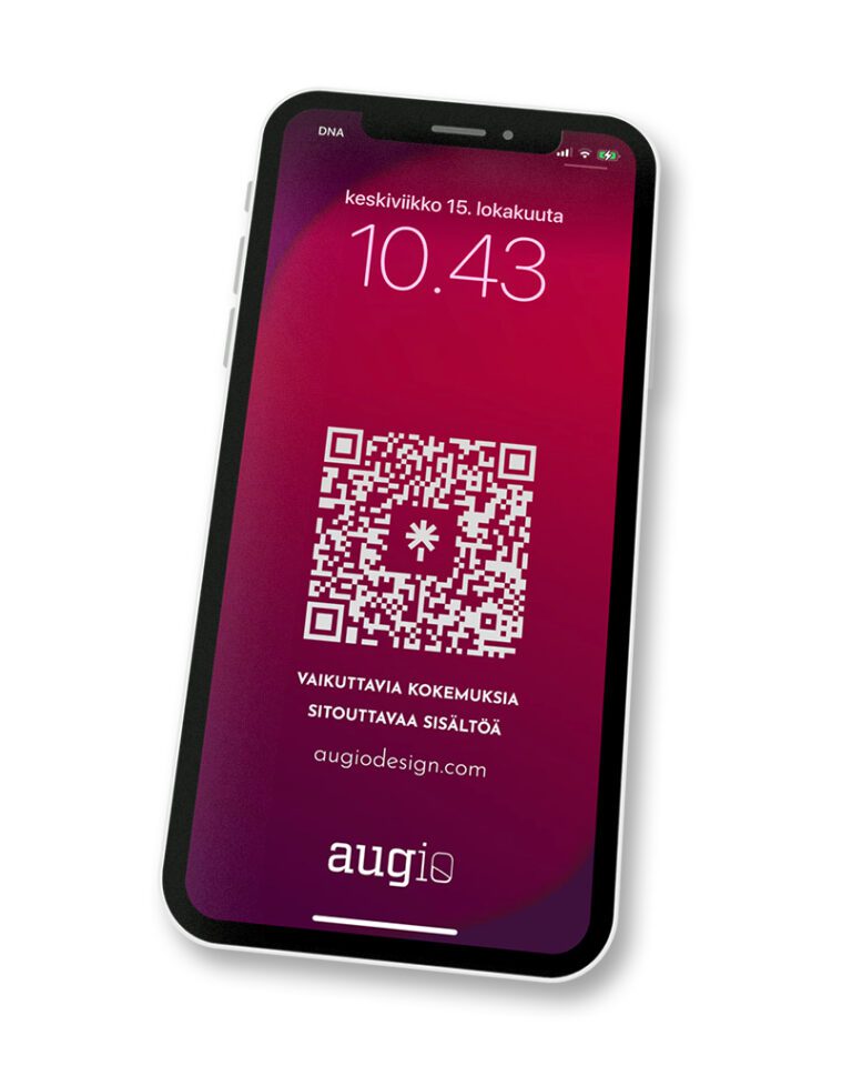 augio käyntikortti puhelimen lukitusnäyttöö