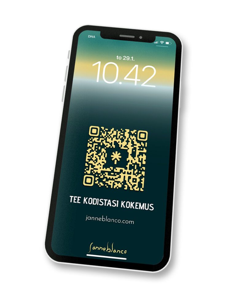 janneblanco käyntikortti puhelimen lukitusnäyttöön