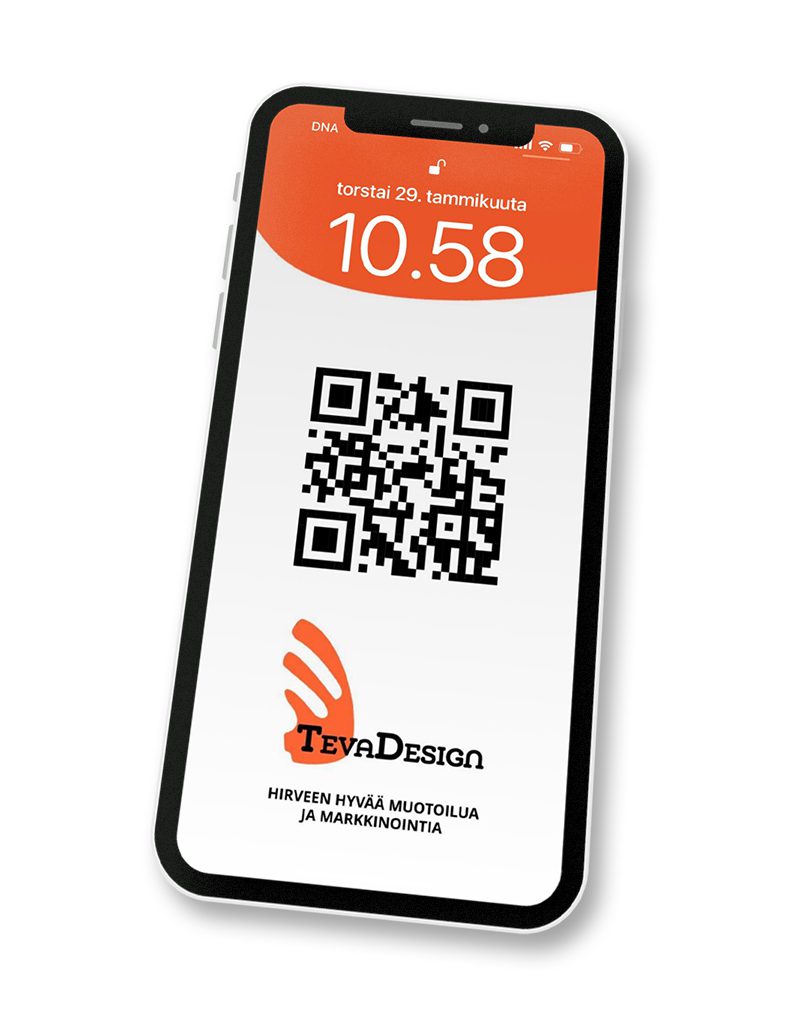 teva design käyntikortti puhelimen lukitusnäyttöön