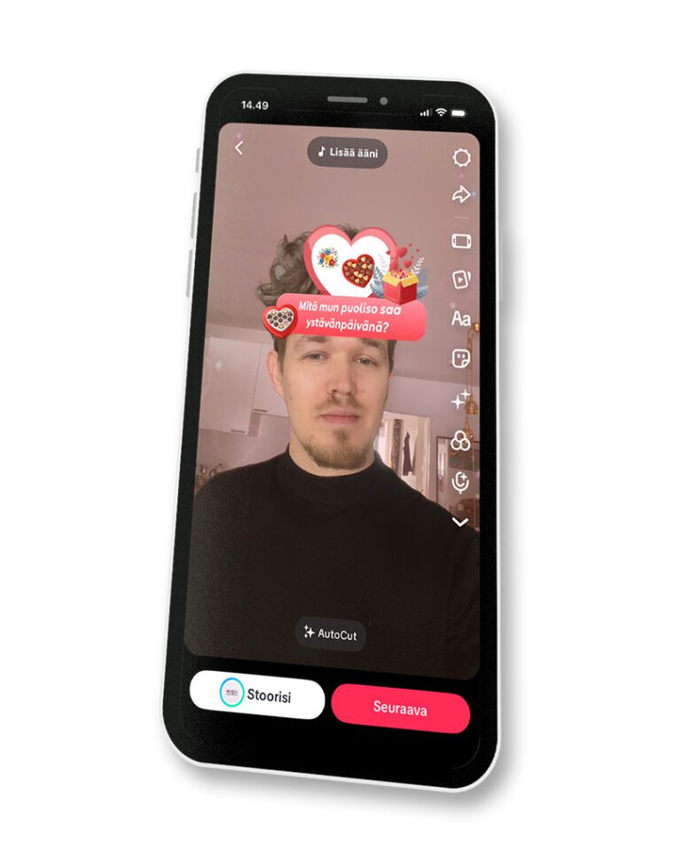 augio toteuttaa somefilttereitä tiktokiin, augion ystävänpäivälahjafiltteri